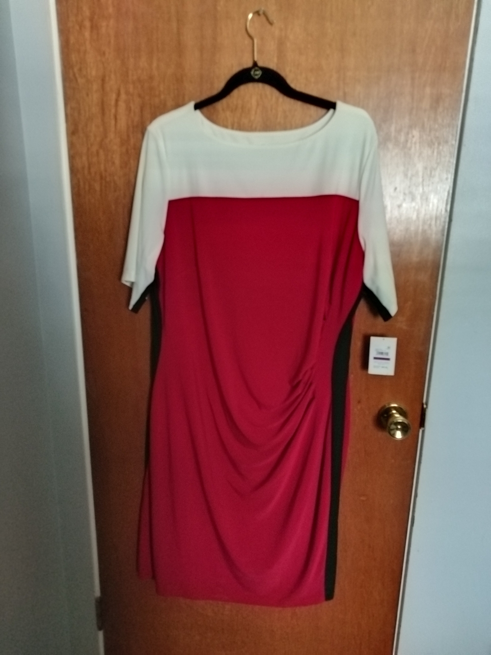 Kasper NWT Red, White and Black Colorblock Midi Dress